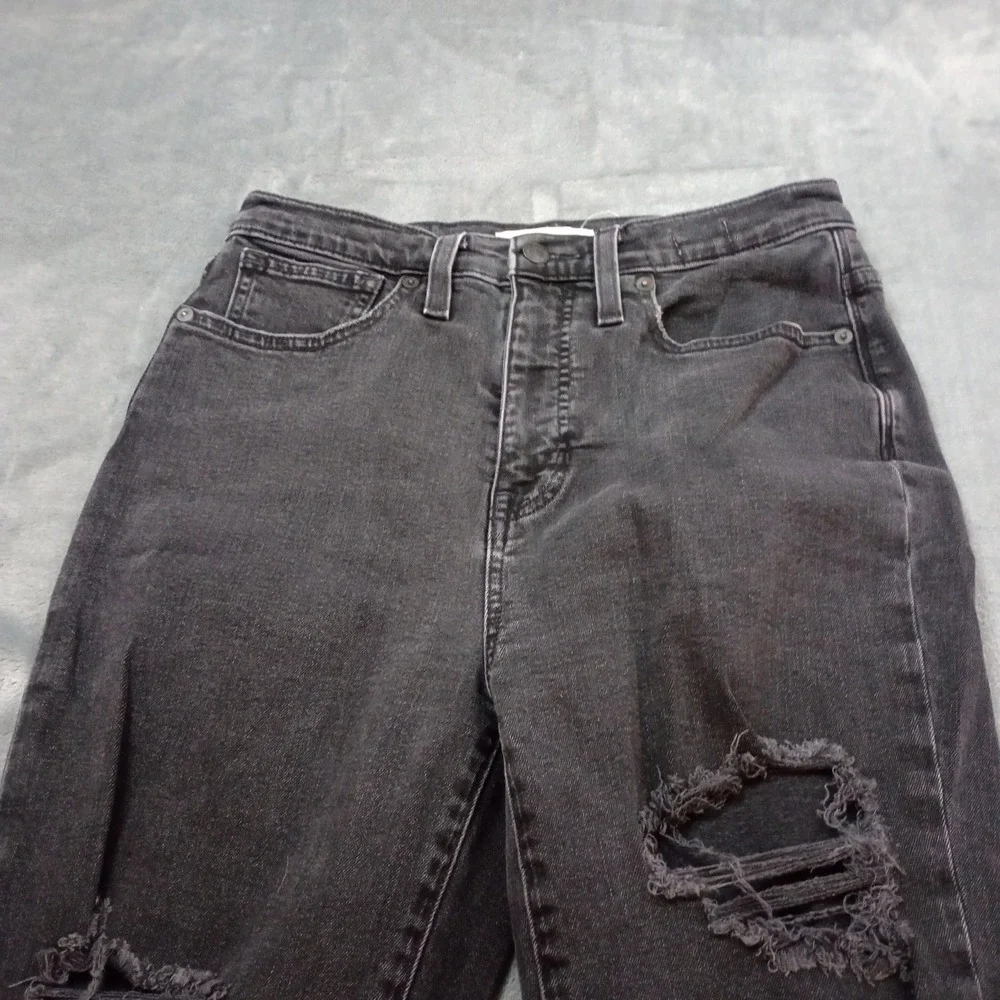 Madewell The Momjean Raney Wash‎ Knee Rip Edition Womens 27 x 24 Black High Rise